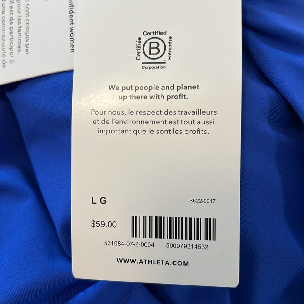 Athleta Conscious Crop Bikini Top Yacht Blue Size Large NWT Modest D-DD - Picture 7 of 9